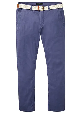 Chino kalhoty s pružným pasem a opaskem, Regular Fit, Straight • indigo • bonprix obchod