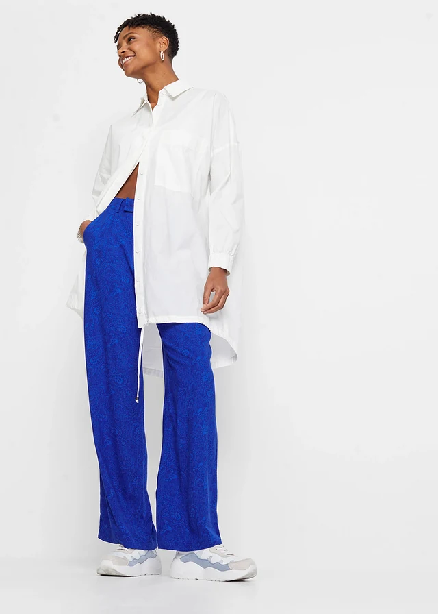 Pantalon palazzo en viscose fluide • bleu • product-page.page-title-suffix
