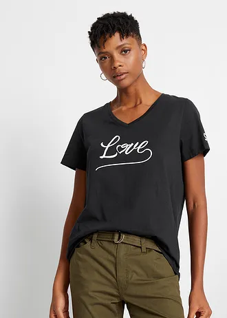 Tricou cu imprimeu • negru cu imprimeu • magazin bonprix