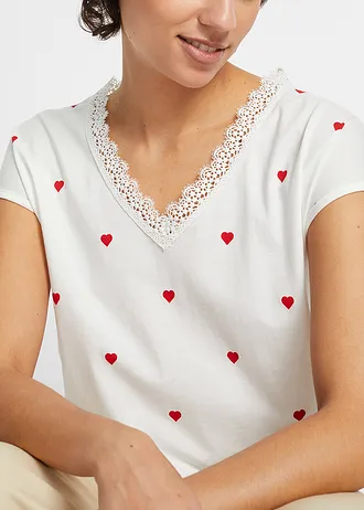 Bluză din bumbac 100% • ecru, cu imprimeu • magazin bonprix