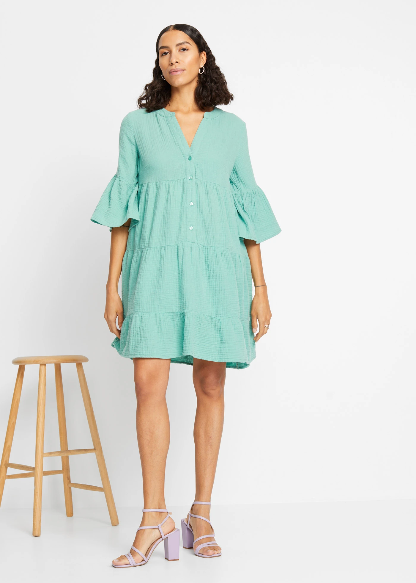 Robe-tunique 100% coton • vert sauge • Boutique bonprix