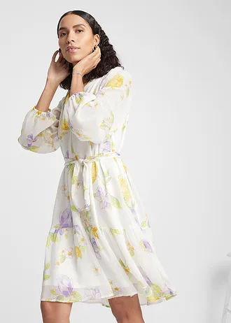 Rochie cu mâneci rablan • alb floral • magazin bonprix