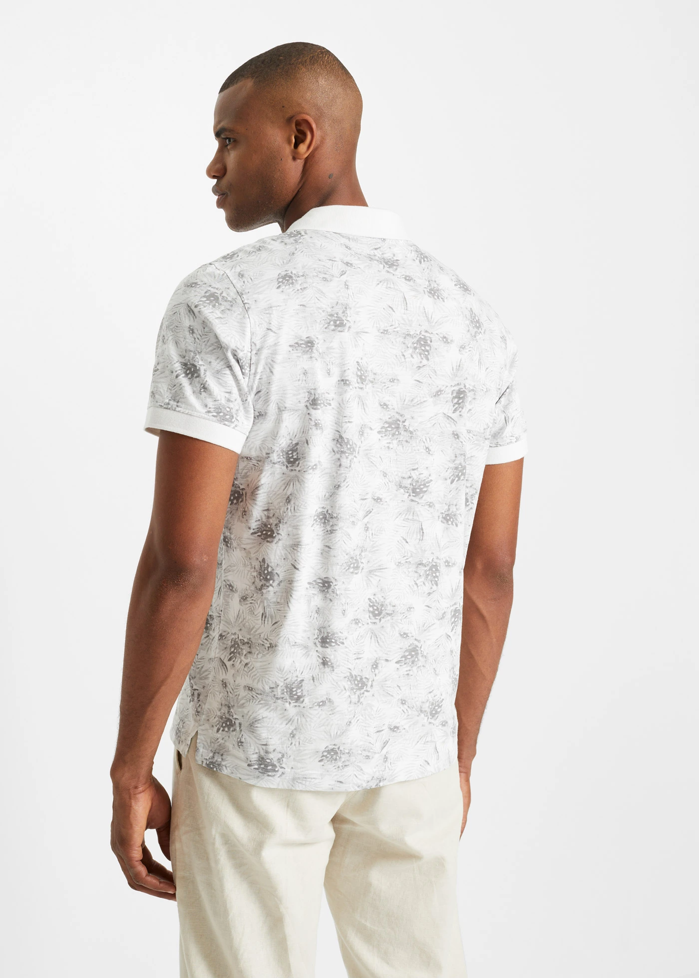 Bluză polo din bumbac organic 100% • alb-gri deschis floral • magazin bonprix