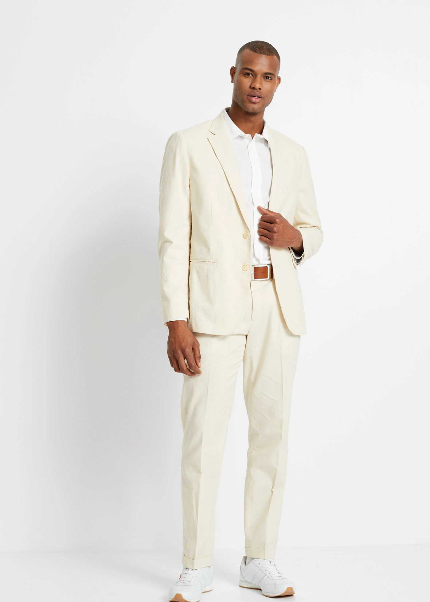 Oblek ze vzdušné směsi se lnem (2dílný), Regular Fit • pískově béžová • bonprix obchod