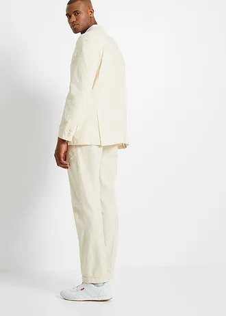 Oblek ze vzdušné směsi se lnem (2dílný), Regular Fit, barva: pískově béžová