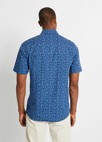 Košile z čisté bavlny, krátký rukáv • modrá-bílá • bonprix obchod