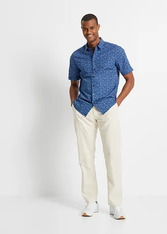 Košile z čisté bavlny, krátký rukáv, barva: modrá-bílá