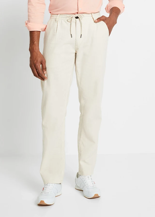 Regular fit linnen instapbroek, straight • sandbeige • product-page.page-title-suffix