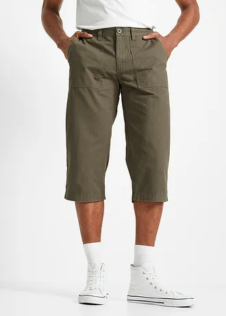 Lange bermuda met opgestikte zakken, regular fit • olijfgroen • bonprix online shop