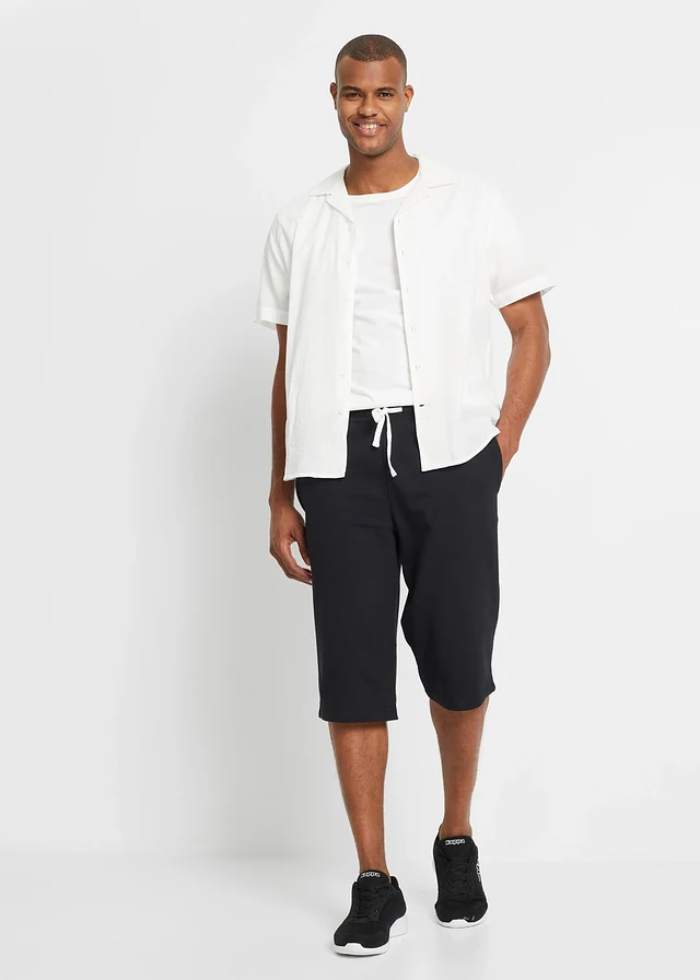 Bermuda long en molleton, Couleur: noir