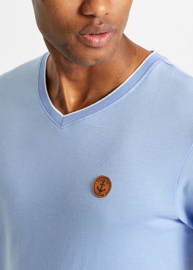 T-shirt col V double épaisseur • bleu nacré • product-page.page-title-suffix