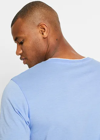 T-shirt col V double épaisseur • bleu nacré • Boutique bonprix