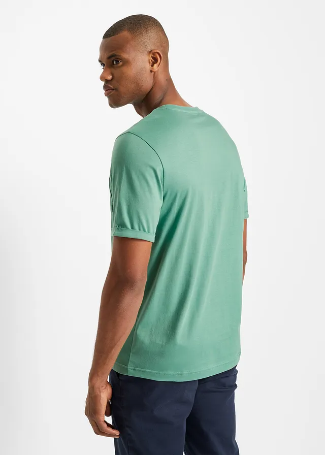 T-shirt van biologisch katoen (set van 2), Kleur: saliegroen+donkerblauw