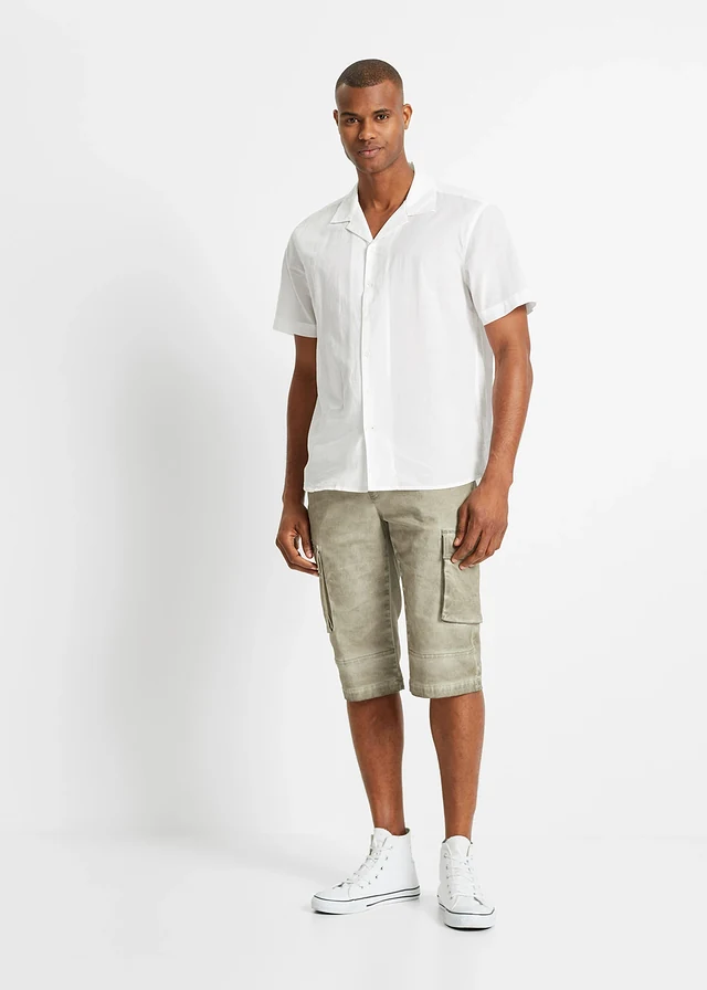 Lange cargo bermuda met comfort fit, regular fit, Kleur: new kaki