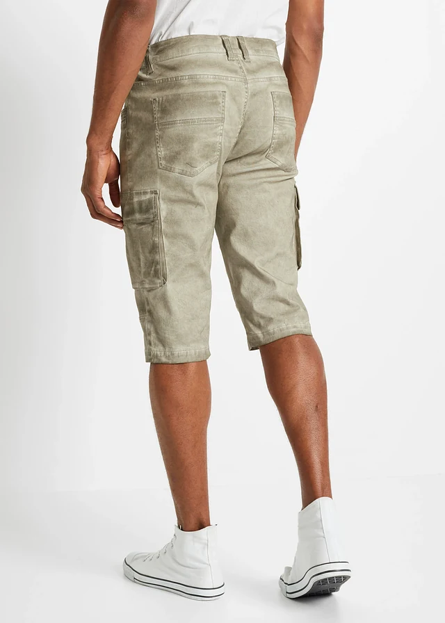 Lange cargo bermuda met comfort fit, regular fit, Kleur: new kaki