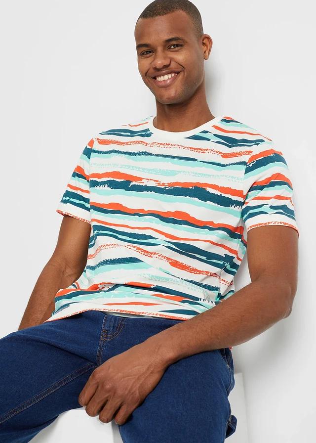 T-shirt van biologisch katoen • multicolour gestreept • product-page.page-title-suffix