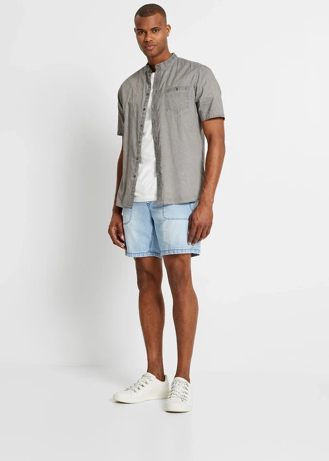 Overhemd in washed out look met korte mouwen • rookgrijs used • product-page.page-title-suffix