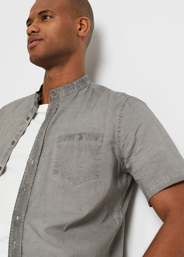 Overhemd in washed out look met korte mouwen • rookgrijs used • product-page.page-title-suffix