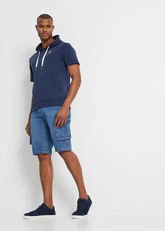 Sweat à capuche, manches courtes, Couleur: bleu foncé