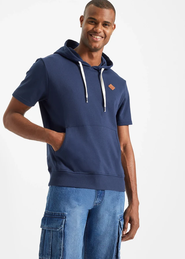 Hoodie, korte mouwen, Kleur: donkerblauw