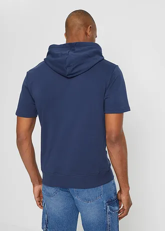 Sweat à capuche, manches courtes, Couleur: bleu foncé