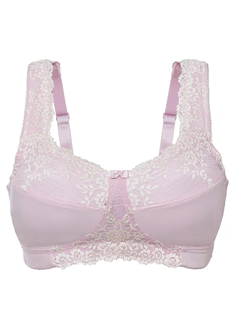 Soutien-gorge grand maintien sans armatures avec bretelles rembourrées, Couleur: mauve poudré-crème