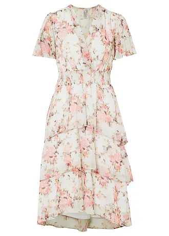 Rochie midi cu volane, culoare: alb floral