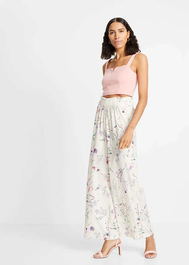 Pantalon en jersey de crêpe léger • beige naturel floral • product-page.page-title-suffix