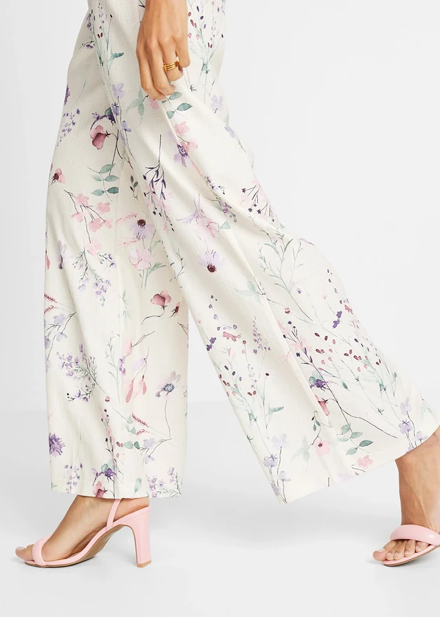 Pantalon en jersey de crêpe léger • beige naturel floral • product-page.page-title-suffix