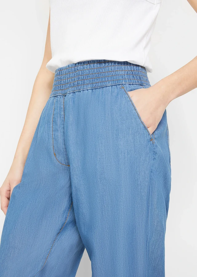 High waist mom jeans, cropped • lichtblauw denim • product-page.page-title-suffix