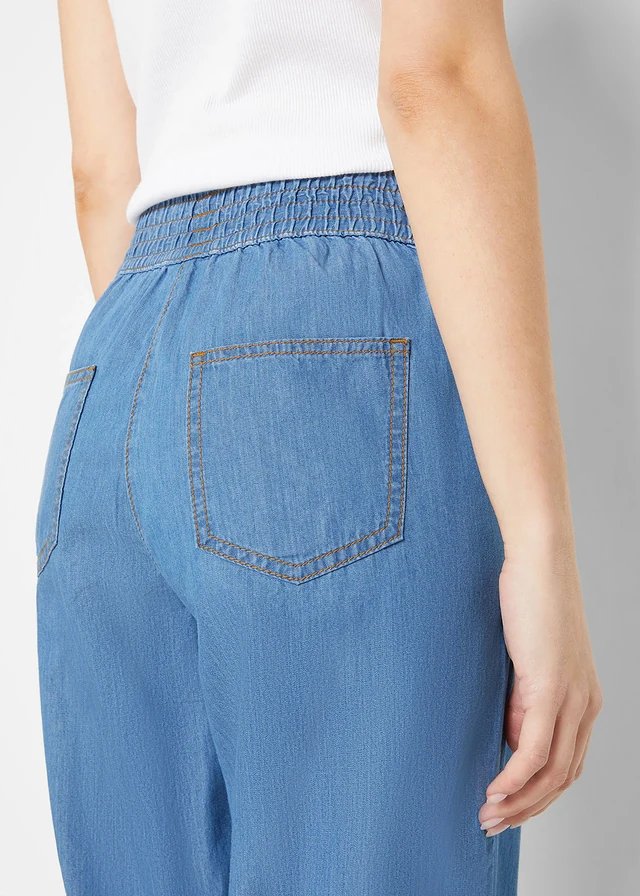 High waist mom jeans, cropped • lichtblauw denim • product-page.page-title-suffix