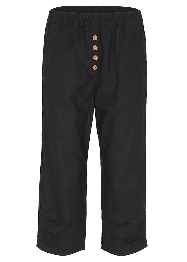 Pantaloni pană din in cu bumbac