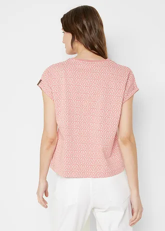 T-shirt (set van 2), Kleur: rookroze met print+effen donkerblauw