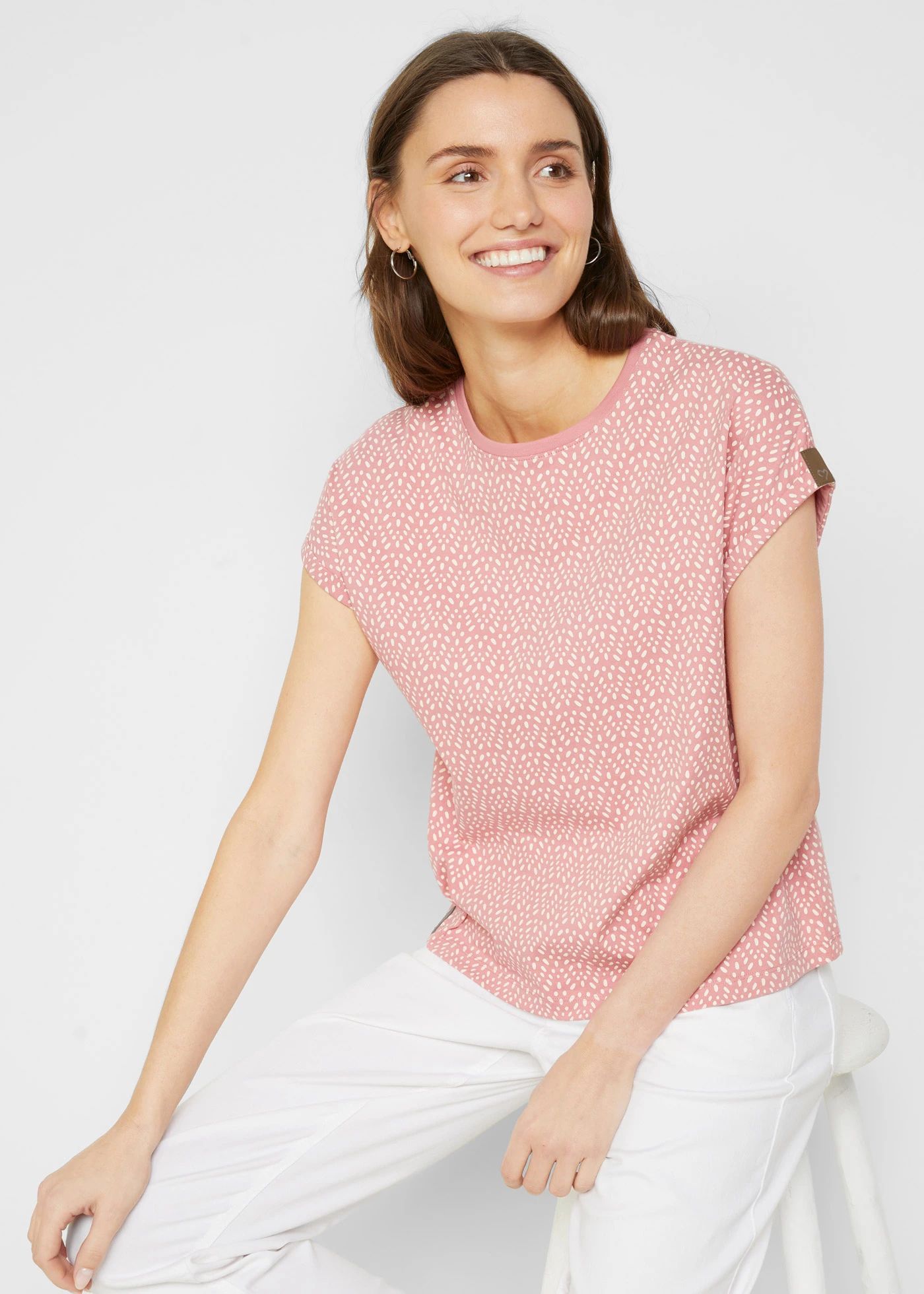 Tričko (2 ks v balení) • kouřově růžová s potiskem + tmavě modrá • bonprix obchod