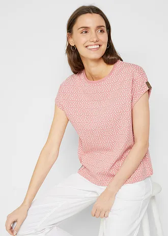 T-shirt (set van 2), Kleur: rookroze met print+effen donkerblauw