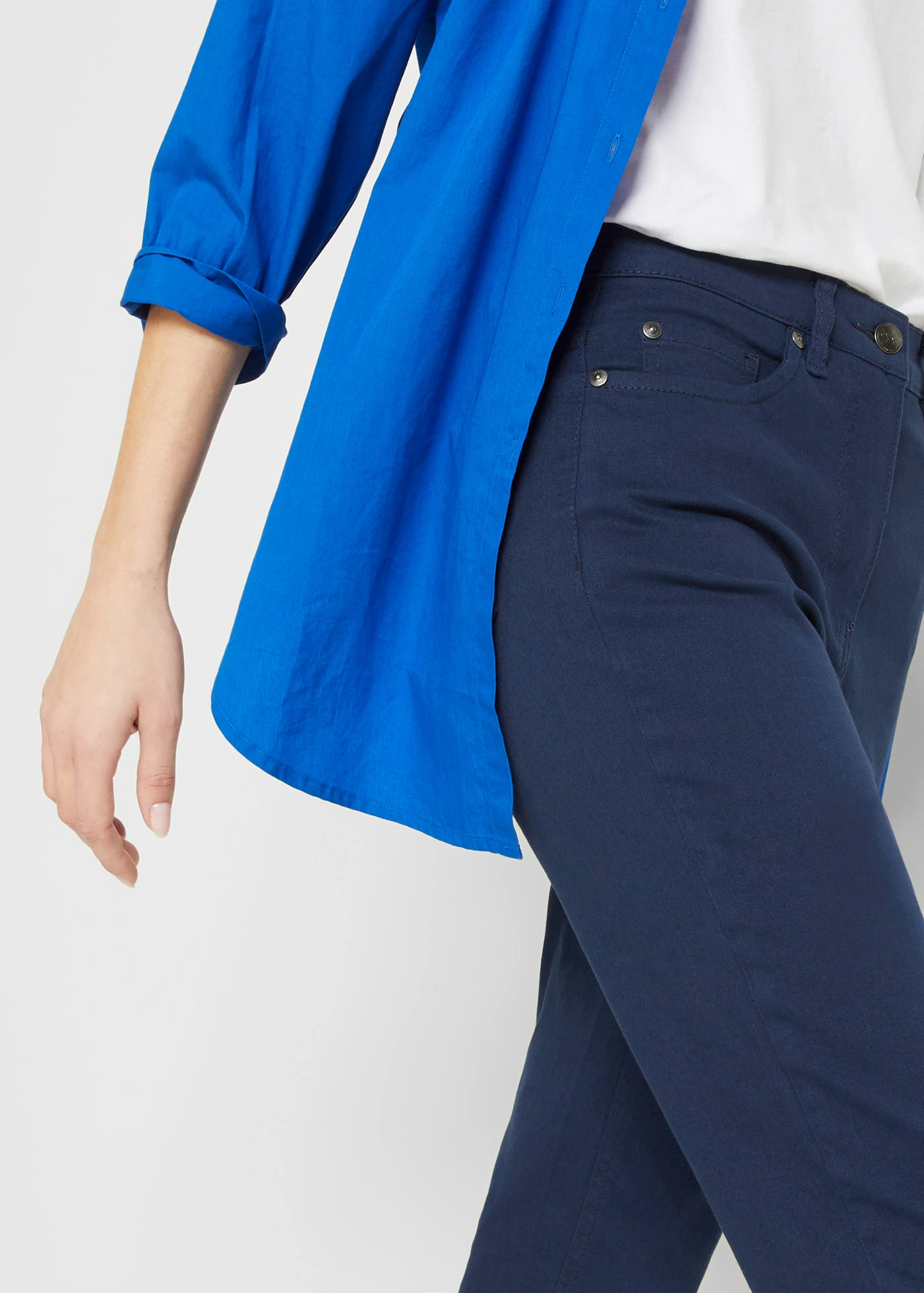 7/8 kalhoty, Slim Fit, High Waist • tmavě modrá • bonprix obchod