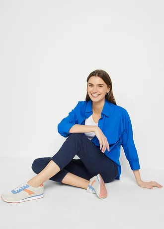 7/8 kalhoty, Slim Fit, High Waist, barva: tmavě modrá