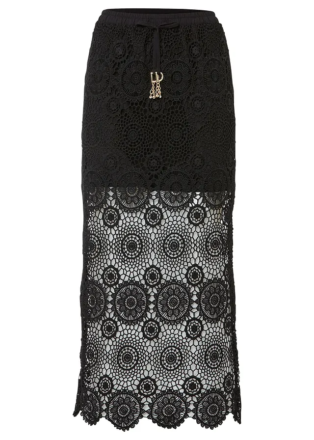 Fustă maxi cu aspect croșetat