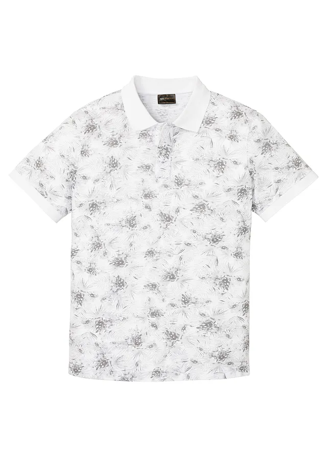 Poloshirt van puur katoen, Kleur: wit-lichtgrijs