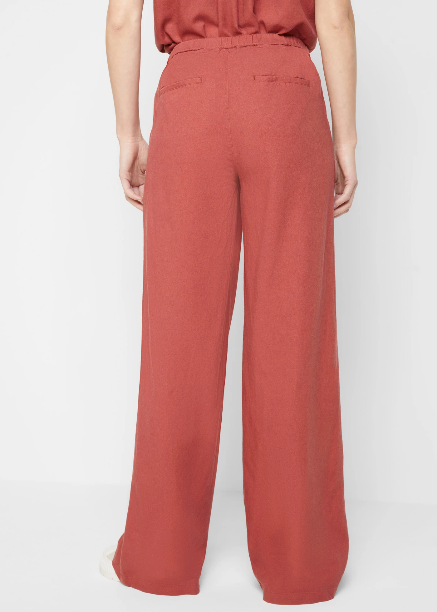 Pantalon palazzo en lin mélangé, long • brun marsala • Boutique bonprix