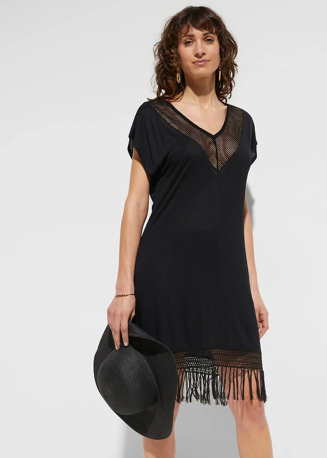 Robe de plage transparente en viscose • noir • product-page.page-title-suffix