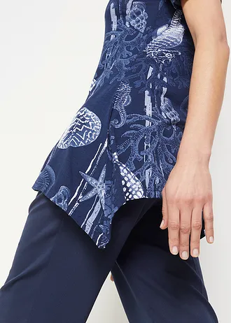 Longshirt van een zachte viscosemix • donkerblauw-wit gedessineerd • bonprix online shop