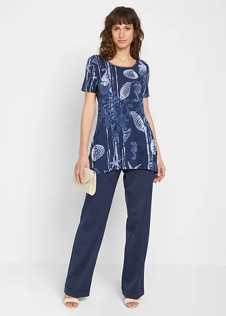 Longshirt van een zachte viscosemix • donkerblauw-wit gedessineerd • bonprix online shop