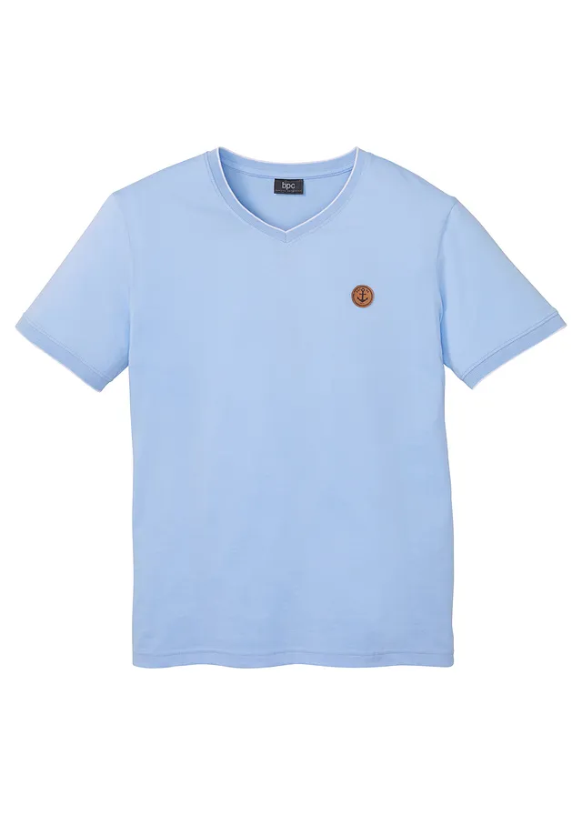 Tricou cu decolteu în V cu aspect dublat