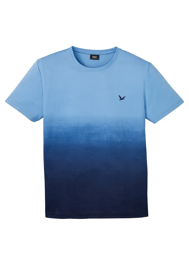 T-shirt van katoen, Kleur: kristalblauw-donkerblauw