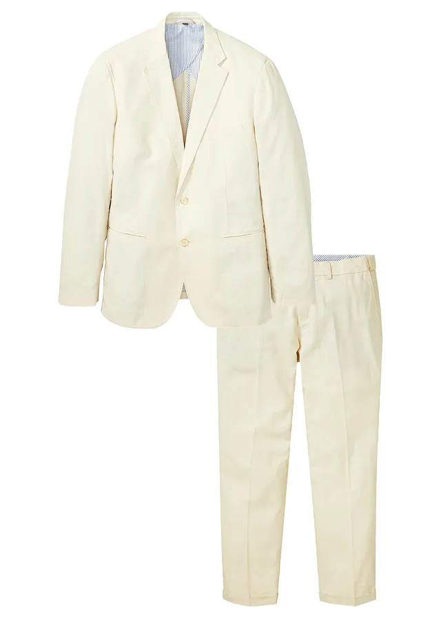 Pak met linnen, regular fit (2-dlg. set)