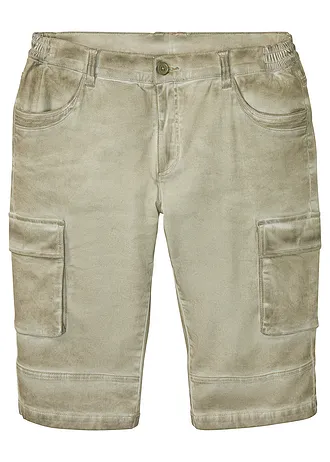 Dłuższe bermudy bojówki w wygodnym fasonie z elastycznego materiału, regular fit • khaki • sklep bonprix