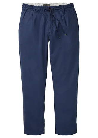 Kalhoty bez zapínání, ze vzdušné směsi se lnem, Relaxed Fit, Straight, barva: tmavě modrá