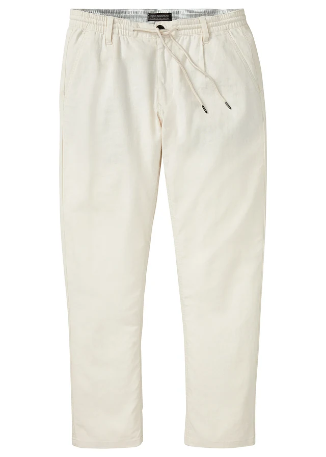 Regular fit linnen instapbroek, straight, Kleur: sandbeige