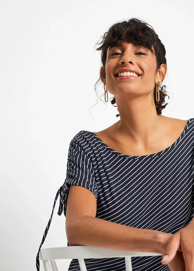 Shirt van zachte viscose • donkerblauw/wit gestreept • product-page.page-title-suffix